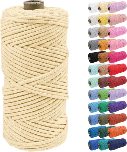 Vista 82 de JeogYong Cuerda de macramé de 0.157 in x 109 yardas, cuerda trenzada de algodón natural, cuerda de macramé para bolsas de ganchillo, colgar