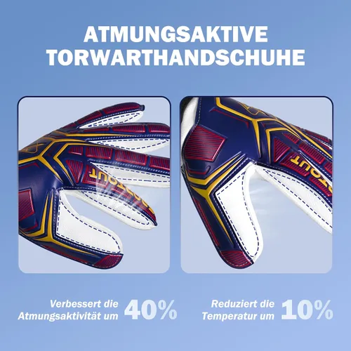 Vista 4 de Guantes de portero Sportout, guantes de portero con protección para los dedos, guantes de portero de fútbol transpirables, látex de 4 mm