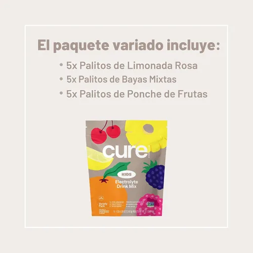 Vista 5 de Cure Hydration - Mezcla de bebidas con electrolitos para niños Rehidratación formulada por pediatras a base de plantas Sin azúcar añadido