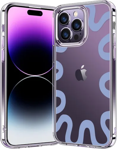 Vista 23 de bicol Funda para iPhone 14 con diseños claros y modernos para mujeres y niñas, [con protector de pantalla] ajuste delgado, a prueba de golpes, funda