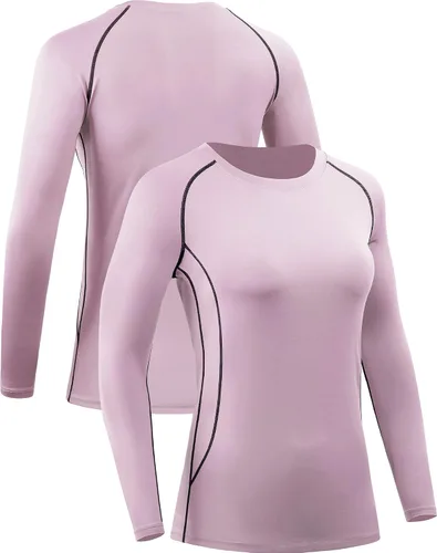 Vista 9 de CADMUS Paquete de 1 o 3 camisetas de entrenamiento de manga larga para mujer, camiseta de compresión de ajuste seco para correr