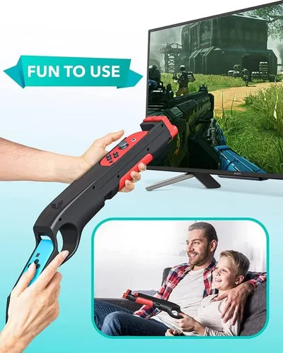 Vista 2 de Skywin Gun Controller for N-Switch JoyCons - Compatible with Nintendo Switch Gun Shooting Games (Black)