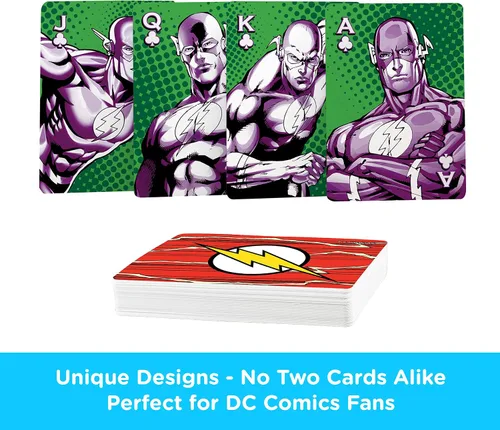 Vista 3 de AQUARIUS DC Comics Flash Playing Cards - Baraja de cartas con temática de flash para tus juegos de cartas favoritos, mercancía y coleccionables