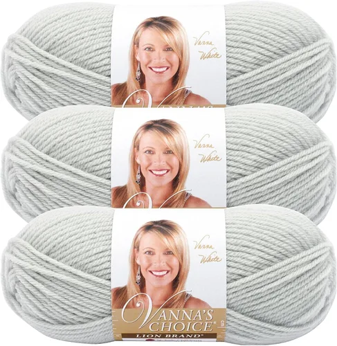 Vista 32 de Lion Brand Yarn (1 madeja) Hilo Vanna's Choice, mármol gris