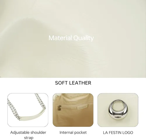 Vista 3 de LA FESTIN - Bolso de mano de piel para mujer, elegante bolso con correa de cadena, de lujo, suave, a la moda para el trabajo