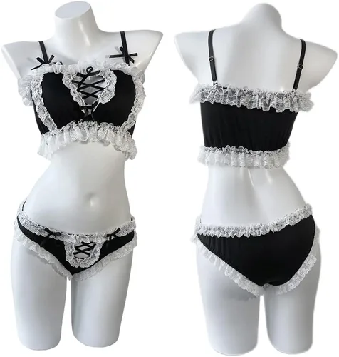 Vista 7 de Disfraz sexy de sirvienta para mujer, disfraz de anime para cosplay, lindo gato, babydoll de pecho abierto, pijama japonesa Lolita