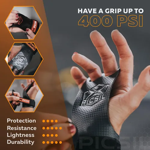 Vista 5 de PICSIL - RX Grips Puños sintéticos para entrenamiento y gimnasia Fibra de carbono ultra resistente para entrenamiento cruzado Ayuda a prevenir