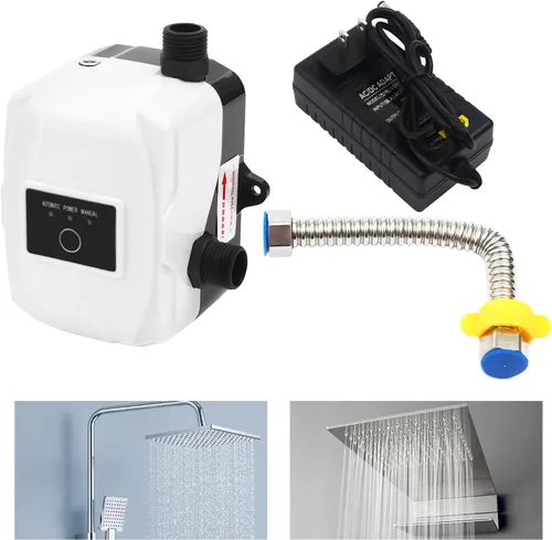 Vista 4 de Bomba de refuerzo de agua, bomba de presión de 24 V y 150 W, bomba de ducha silenciosa de 30-40 dB con control automático, impermeable IP56, motor