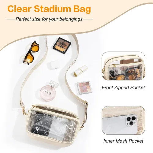 Vista 3 de MoKo Clear Bag for Stadium Events - Multi Pockets Clear Sling Purse Crossbody Bag with Adjustable Shoulder Strap Stadium Events, Multi Pockets