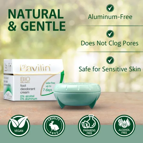 Vista 6 de LAVILIN Crema desodorante para pies, para mujeres y hombres, hasta 7 días, control de olores de pies de larga duración, sin aluminio, alcohol