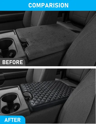 Vista 3 de Cubierta de consola central Sinvanho para Ford F150 F250 F350 F450 F550 2015-2025 con asiento de salto 40/20/40, cubierta protectora de reposabrazos