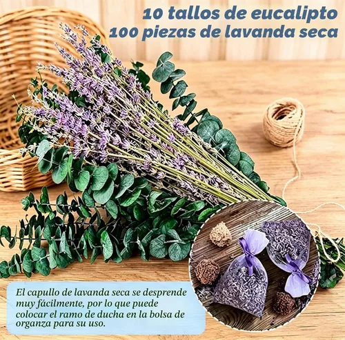 Vista 2 de Paquete de 110 unidades de eucalipto seco y lavanda y bolsita para colgar