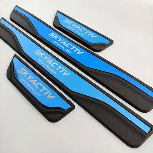 Vista 2 de Accesorios para automóvil Protector de umbral de puerta, para Mazda 3, 6, CX-30, CX-5, placa de protección de umbral de protección contra rozaduras
