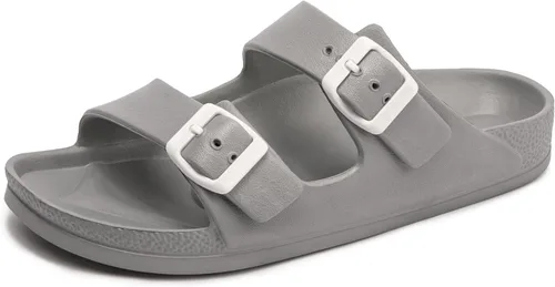Vista 62 de FUNKYMONKEY - Sandalias bajas cómodas para mujer, hechas de etilvinilacetato, ajustables con hebilla doble