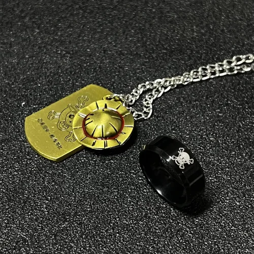 Vista 2 de UoYu Juego de 12 piezas One P Jewelry Luffy con colgante de esqueleto de paja sombrero de anime para hombre Zinc Sin gemas