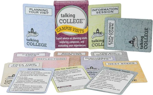 Vista 3 de Baraja de tarjetas de visita al campus: tarjetas de conversación para visitas universitarias, consejos futuros para la universidad, aprende lo que