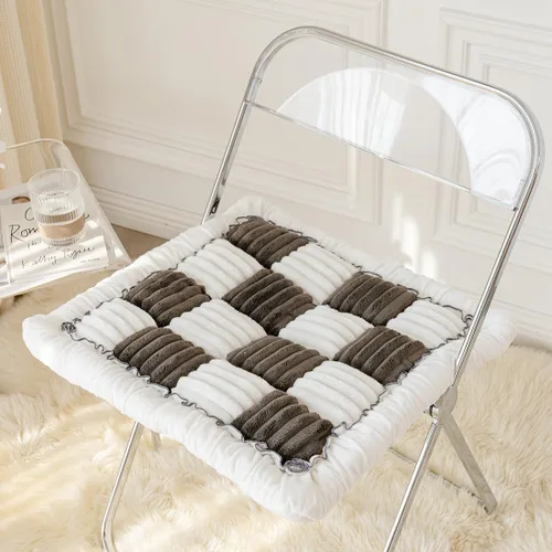 Vista 11 de vctops Farmhouse Buffalo - Cojín antideslizante para silla de cocina y comedor con lazos, cojín antideslizante de franela de felpa suave y mullida