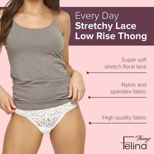 Vista 2 de Felina Signature Stretch Lace Low Rise Tanga 5 unidades Panty