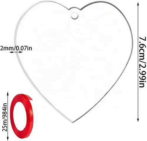 Vista 2 de 30 piezas de adornos de corazón acrílico en blanco a granel