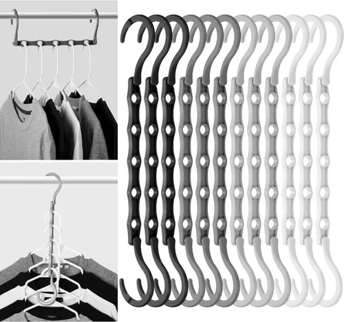Vista 7 de Mr. Pen - Perchas de plástico que ahorran espacio para ropa, 12 piezas, color negro, ganchos giratorios de 360°
