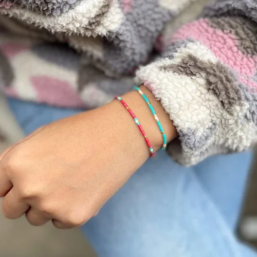 Vista 5 de KELITCH - Pulsera de cuentas de cristal de color bohemio, hecha a mano, joyas de la amistad para el verano