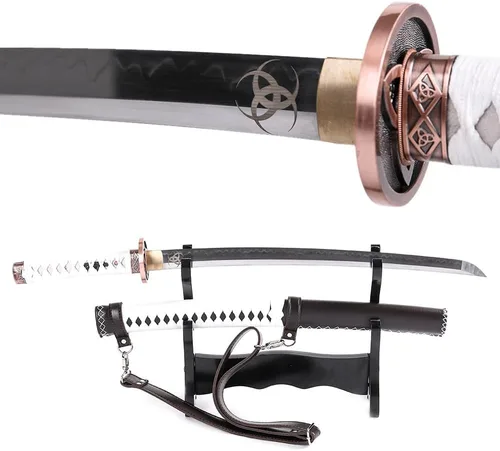 Vista 4 de siwode The Walking Dead - Espada katana de Michonne, arcilla T10, acero templado, acero de Damasco
