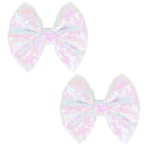 Vista 8 de Love Fairy - Horquilla con lazo con brillantina, una pinza para el cabello con lazo de lentejuelas brillantes, 5 pulgadas, perfecta para niñas, Negro