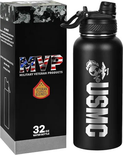 Vista 15 de Military Gift Shop Botella de agua aislada de acero inoxidable de la Fuerza Aérea de 32 onzas con logotipo grabado de la USAF – Regalos de la Fuerza