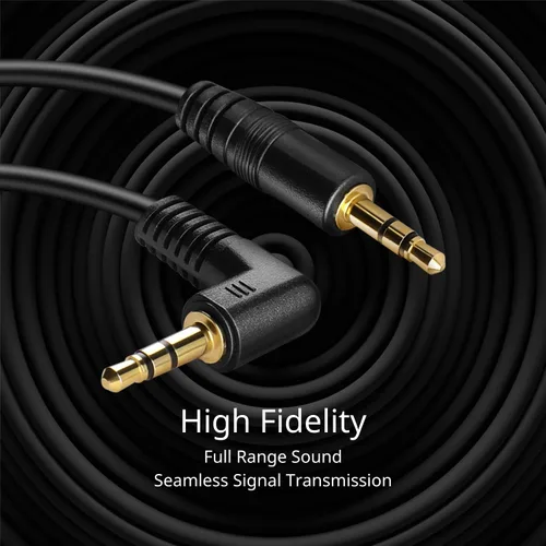 Vista 4 de TNP Cable de audio macho a macho auxiliar de 0.138 in (3 pies) – Cable auxiliar de ángulo recto de 90 grados – Cable de conector de auriculares TRS