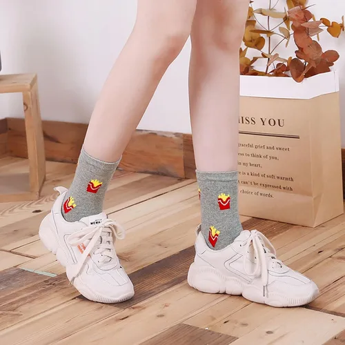 Vista 6 de Calcetines de algodón para mujer, calcetines de cinco dedos, coloridos y divertidos, calcetines casuales para mujer