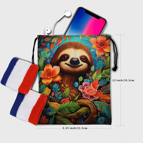 Vista 90 de Bolsa de agarre de gimnasia de piel de animal, bolsa de gimnasia con cordón ajustable, bolsa de cuerda para fauna silvestre, Mariposas Galaxy