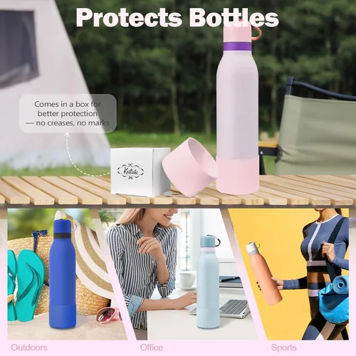 Vista 8 de 2 botas de silicona superiores para Owala FreeSip Twist de 24 onzas, funda inferior resistente a los arañazos, accesorios de botella de Owala Campo