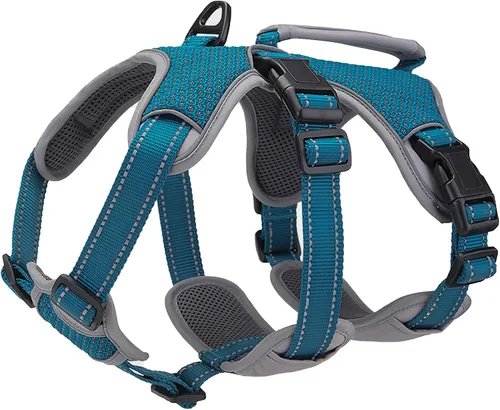 Vista 12 de Arnés de perro multiusos con soporte, arnés reflectante a prueba de escapes sin tirones ajustable con asa duradera, arnés para caminar para perros