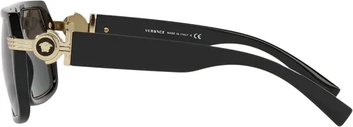 Vista 2 de Versace Gafas de sol para hombre, montura negra, lentes gris oscuro, 2.283 in