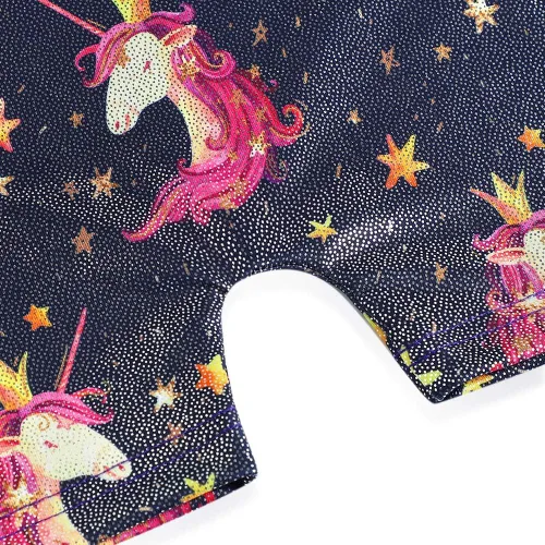 Vista 102 de HOZIY Leotardos de gimnasia para niñas, trajes de ciclismo con patrón adorable brillante