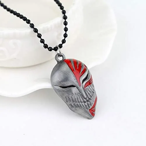 Vista 2 de Davitu Collar de blanqueo de anime vintage plateado Kurosaki Ichigo Bankai máscara hueca colgante collar para hombres accesorio genial