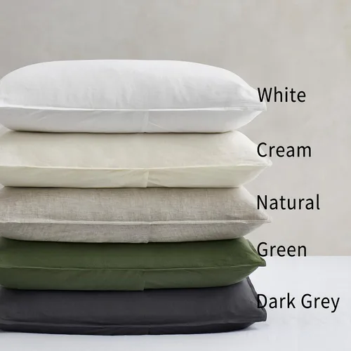Vista 5 de ATLINIA Juego de 2 fundas de almohada 100% lino, tamaño europeo de 26 x 26 pulgadas, fundas de almohada de lino, color gris oscuro