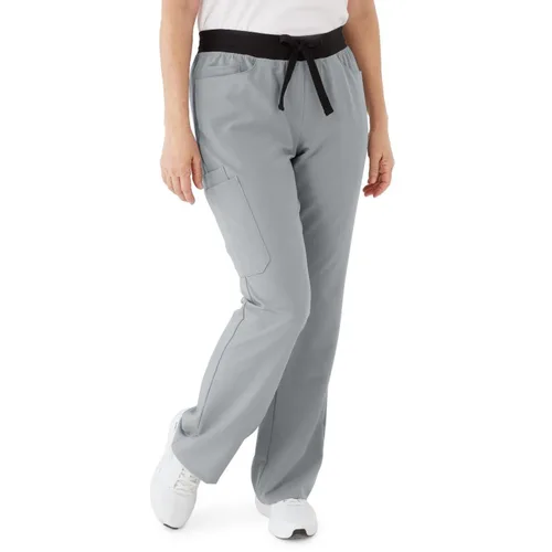 Vista 3 de Pantalón médico costero con siete bolsillos para mujer, color gris, talla S Petite
