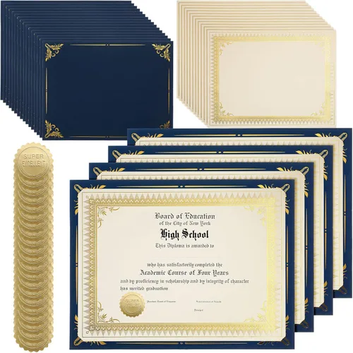 Vista 8 de Fainne El kit de 50 juegos de certificados incluye 50 soportes para certificados de 9.5 x 12 pulgadas, 50 papeles de tamaño carta, 50 piezas