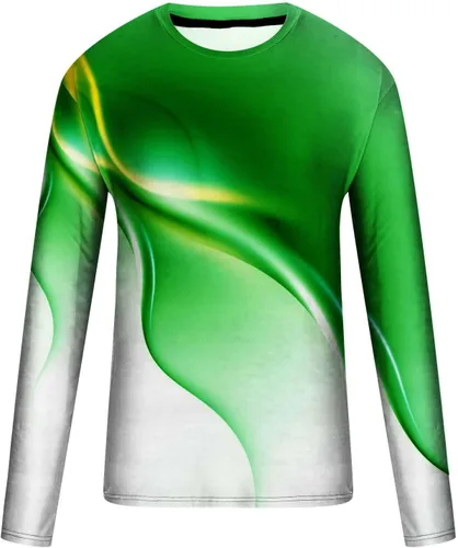 Vista 4 de Camisas musculares 3XL para hombre, grandes y altos, manga larga, estampado de líneas 3D, camisetas gráficas casuales sueltas