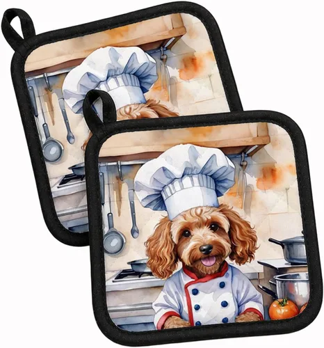 Vista 160 de Caroline's Treasures Coton de Tulear El Chef Par de Agarraderas de Ollas de Cocina Resistentes al Calor Juegos de Agarraderas de Ollas Almohadillas