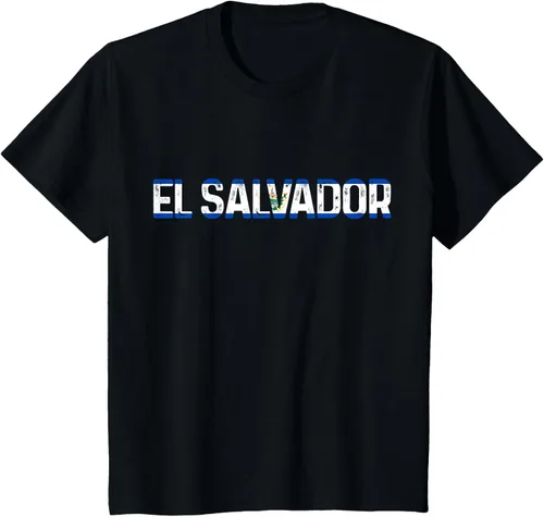 Vista 34 de Camiseta Vintage Pride con bandera salvadoreña de El Salvador, Negro