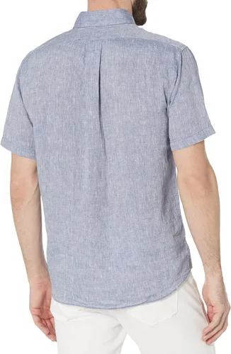 Vista 2 de Brooks Brothers Men's Short Sleeve Button Down Linen Sport Shirt, Solid