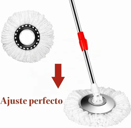 Vista 2 de Cabezal de repuesto para trapeador giratorio 360 con sistemas de juego de escurridor, repuestos de mopa giratoria de microfibra, fácil limpieza