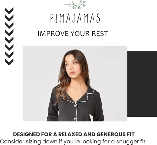 Vista 2 de Conjunto de pijama para mujer, algodón Pima peruano, suavidad superior, conjunto de ropa de descanso para mujer