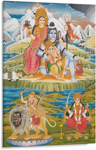 Vista 72 de Póster artístico con texto en inglés «Lord Shiva And His Family» («Lord Shiva And His Family») - Póster decorativo moderno para decorar la pared
