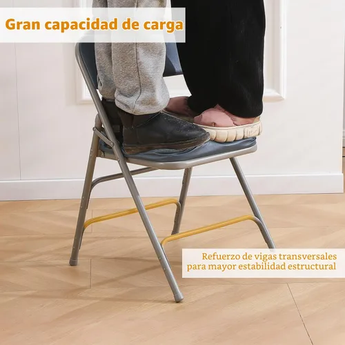 Vista 6 de BOOSDEN Sillas plegables acolchadas azules, silla plegable con cojín grueso