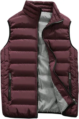 Vista 5 de Guanzizai Abrigos de chaleco acolchados para exteriores con cuello alto para hombre