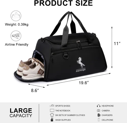 Vista 5 de Bolsa de gimnasio, Negro -, Bolsa de gimnasio Bolsa de lona