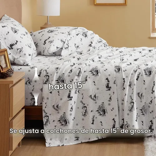 Vista 5 de Bedsure Sábanas de 100% algodón, juego de sábanas tamaño individual, ultra suave y cómodo, sábana individual de algodón con bolsillo profundo